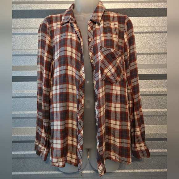 Becool Tops - Bécool Red and White Plaid Shirt